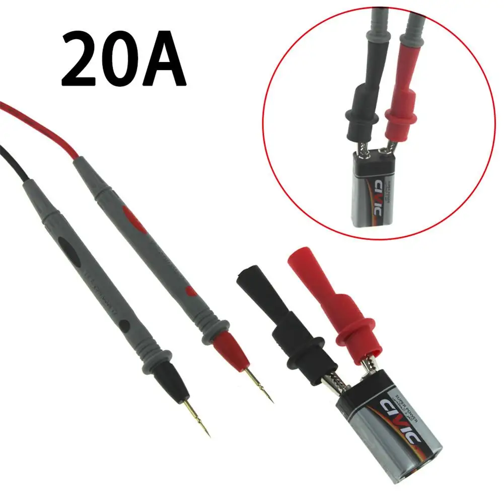 

1 Pair 20A Universal Probe Test Leads Pin For Digital Needle Tip Multimeter Tester Lead Probe Wire Pen Cable With Alligator Clip
