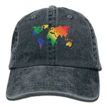 Карта радужного мира Джинсовая Шляпа Регулируемая Женская Бейсболка для папы