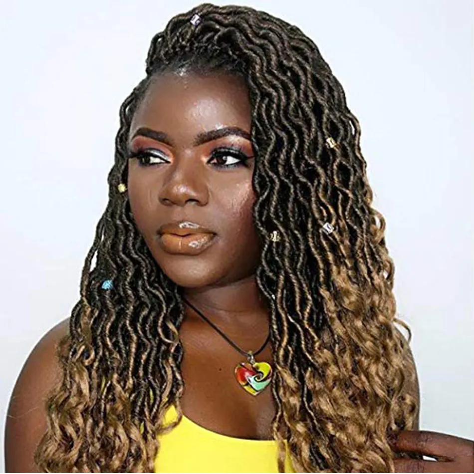 

Goddess Locs Crochet Hair Wavy Curly Faux Locs Crochet Braids Synthetic Hair Extensions Dreadlocks Crochet Locs Braiding Hair