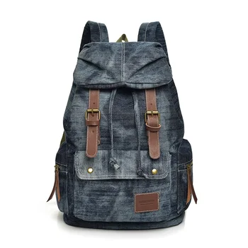 

Casual Backpack Student School Bag Retro Canvas Washed Denim Mochila Men College Style Bolsa Feminina Teenage Leisure Travel Bag