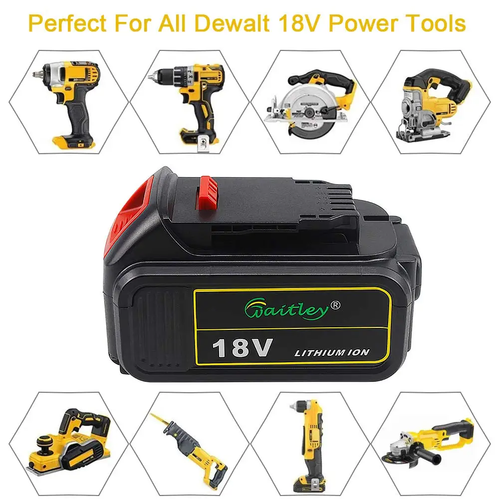 Запасная батарея Waitley DCB200 5.0Ah совместима с Dewalt 18 V 5000mAh 20V Max XR Tools v DCB184 Battery s