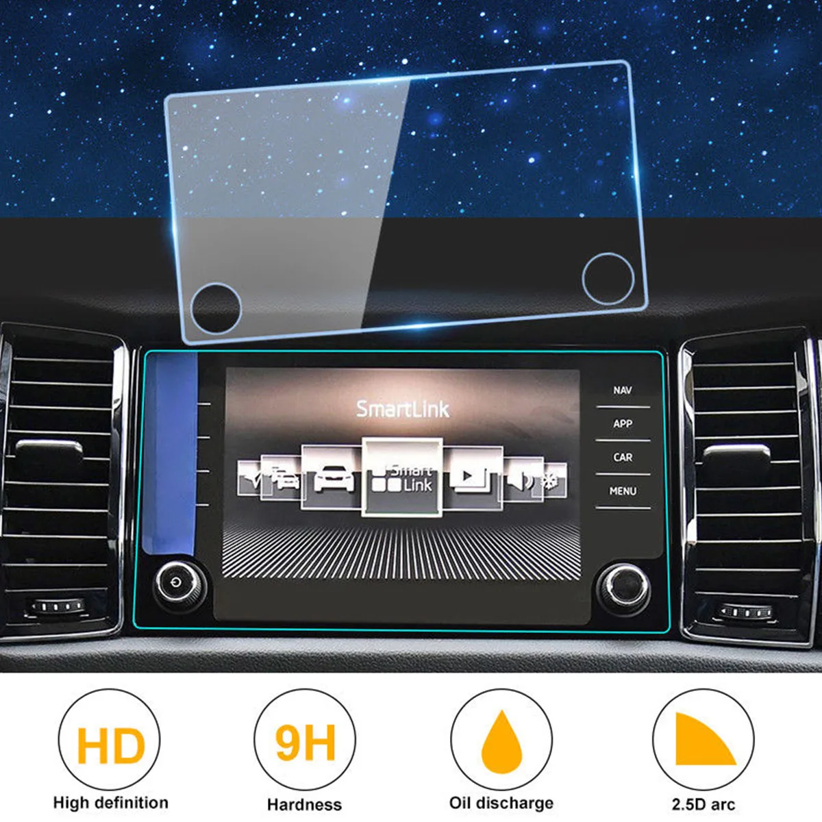 8/9 Inch Car GPS Navigation Tempered Glass Screen Protector Film For Skoda Kodiaq Karoq Protective Film Car Accessorie