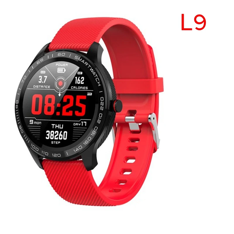 Новые L5 L8 L9 умные часы для мужчин IP68 водонепроницаемые Reloj Hombre с ЭКГ PPG кровяное давление сердечный ритм спортивные фитнес умные часы - Цвет: L9 red Silica