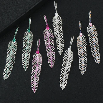 

GODKI 2020 New Feather Charms Earring For Women Wedding DUBAIStatement Earring for Women Gold Cubic Zircon Earrings Jewelry