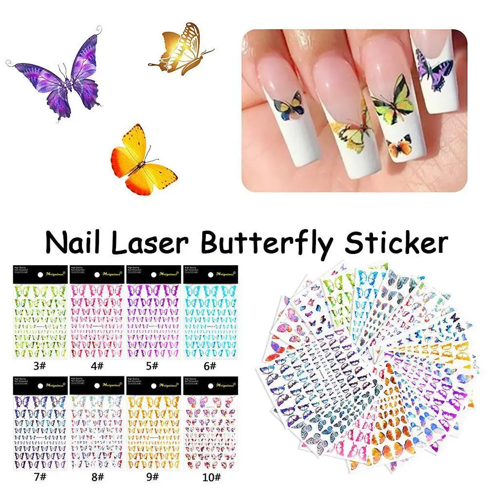 

1 Sheet Silver 3D Sticker Butterfly Designs Transfer Adhensive For Nails Feathe Flower Nail Art Decor Stickers Decals S5J6