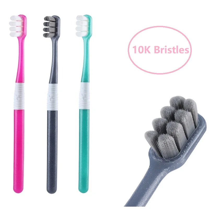 Super Soft  Micro-nano Hairy Toothbrush with 10000 Micron Bristles 8 Zone Toothbrush for Women & Adult Household 2PC