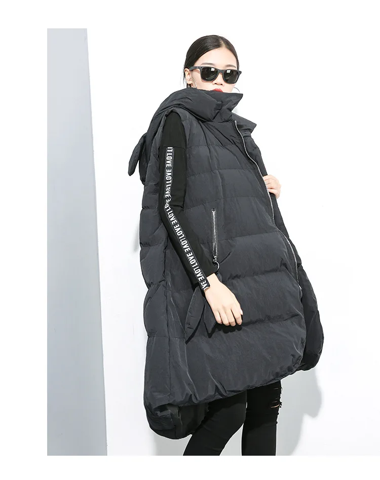 Женский зимний толстый теплый длинный жилет без рукавов с хлопковой подкладкой, пальто, парка, женская уличная Свободная куртка с капюшоном, пальто