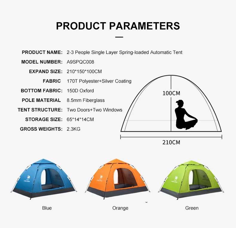 CAMEL автоматическое открытие палатка 2-3 человек двойной слой водонепроницаемый непромокаемый Открытый водонепроницаемый кемпинг туристическая палатка
