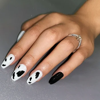 

24pcs false nails with a pattern Middle length coffin wearable full cover fake nail tips beautiful for girls pre design acrylic