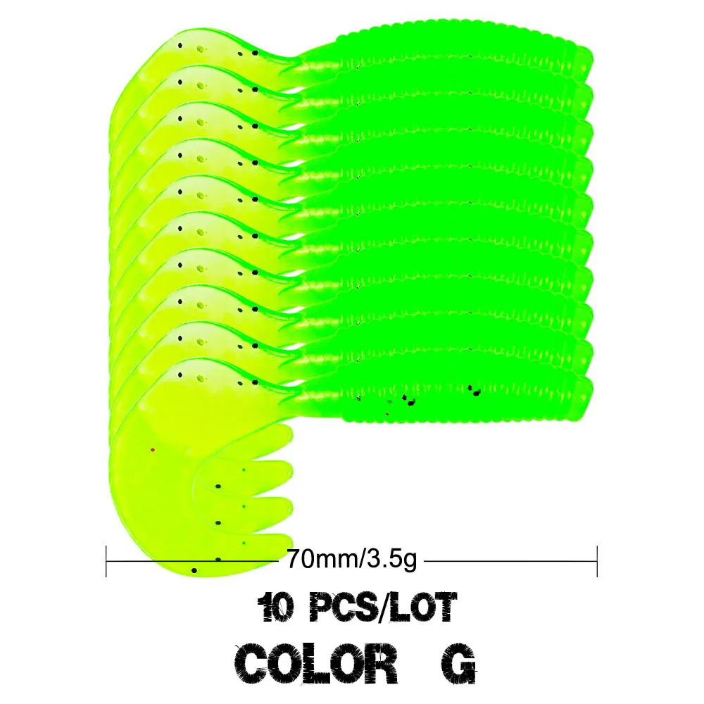 COLOR-G JACKF10pcs/лот воблеры мягкие приманки рыболовные 3,5 г/7 см плавающие приманки силиконовая Мягкая приманка для карпа, искусственная Мягкая наживка для рыбалки Peche - Цвет: COLOR-G