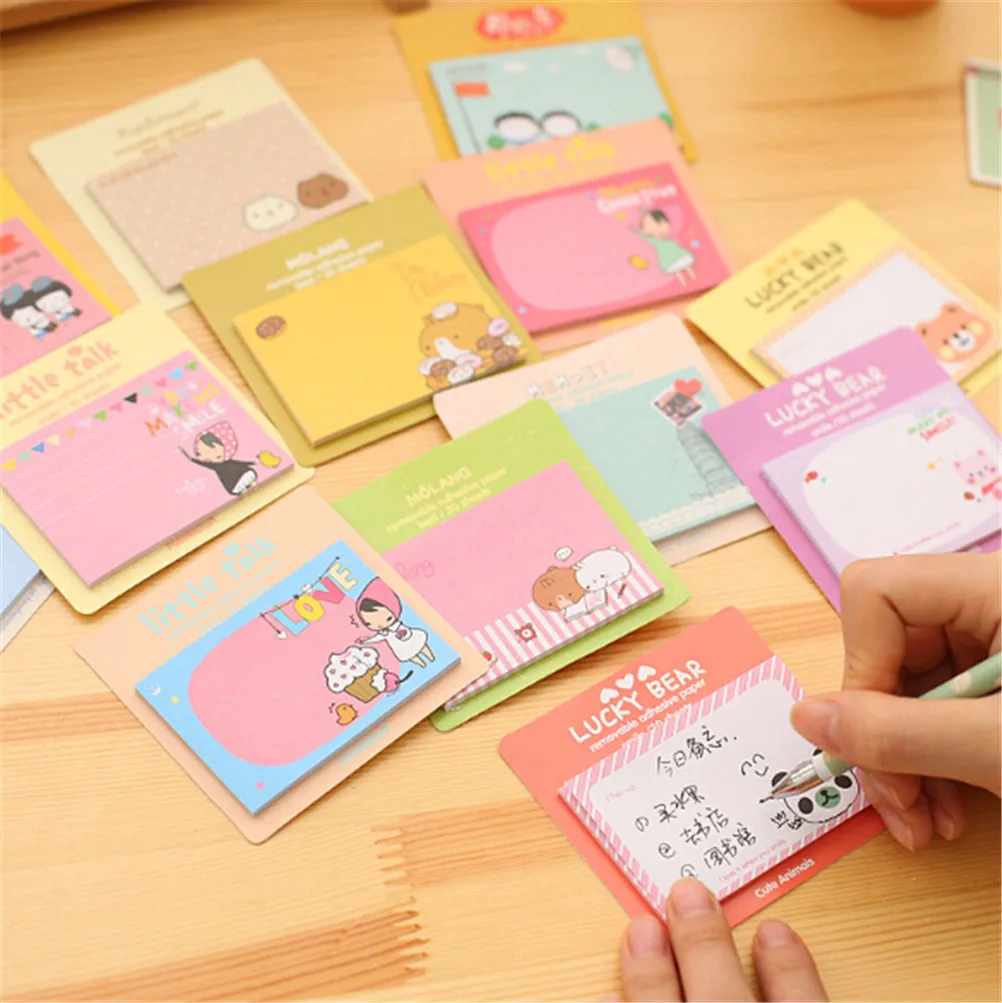 2 Pcs Cartoon Animal Sticky Note Memo Pad Cute And Convenient Notebook Stickers Label Stationery Gift Sells Random