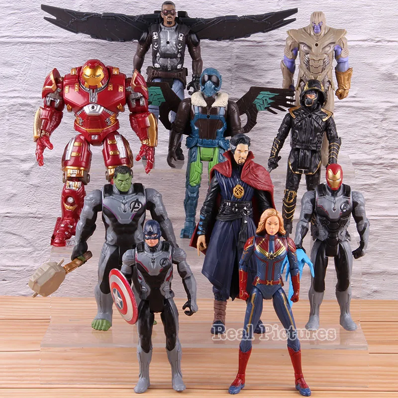

8-10pcs/set With LED Light Captain Marvel Thanos Captain America superhero PVC Collectible Action Figure Avengers Model Toy
