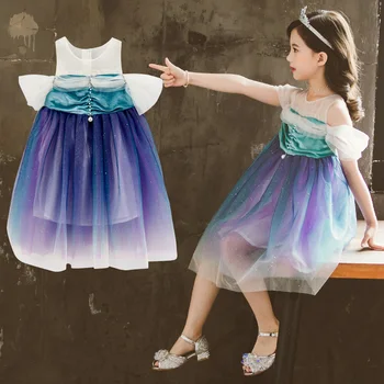 

Fashion Girl Dress 2020 Children Girls Dresses Gradient Color Design Clothes Summer Elegant Princess Clothing Baby Girl Dresses