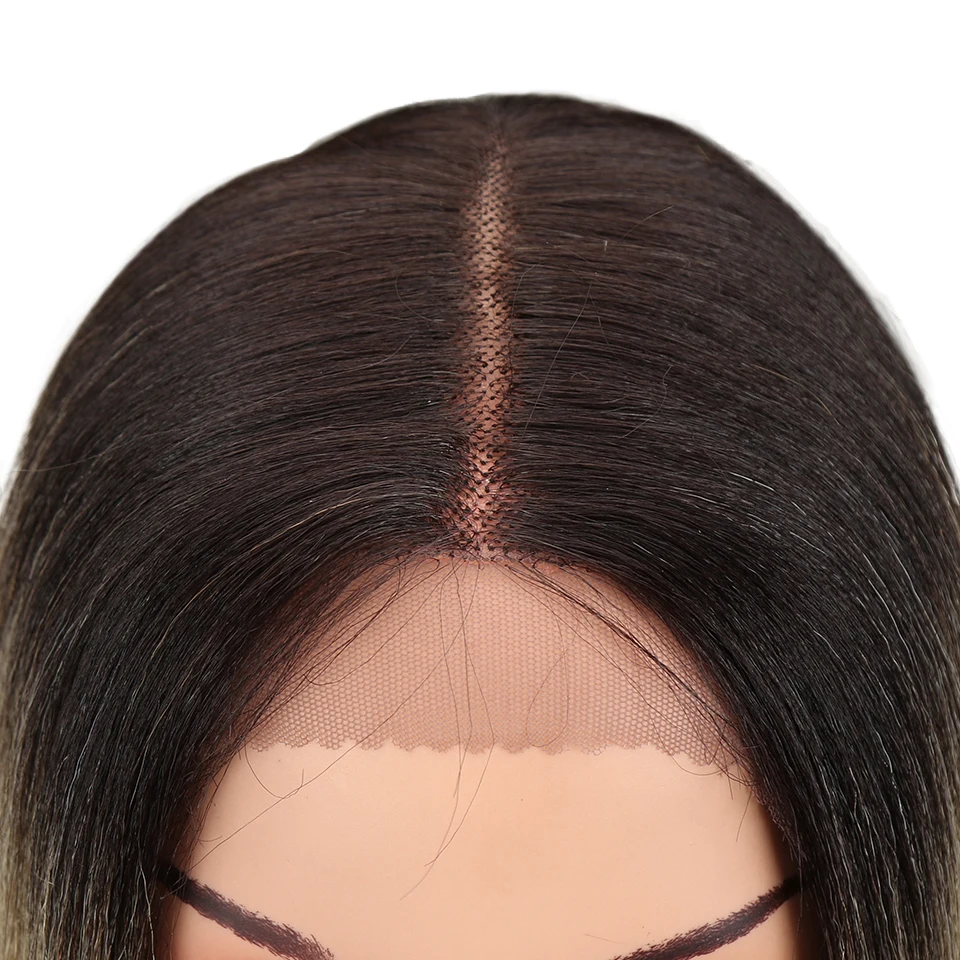 Волшебные волосы 1" дюймов короткие прямые кружевные передние парики для черных женщин синтетические парики волос Омбре блонд термостойкие эластичные волосы