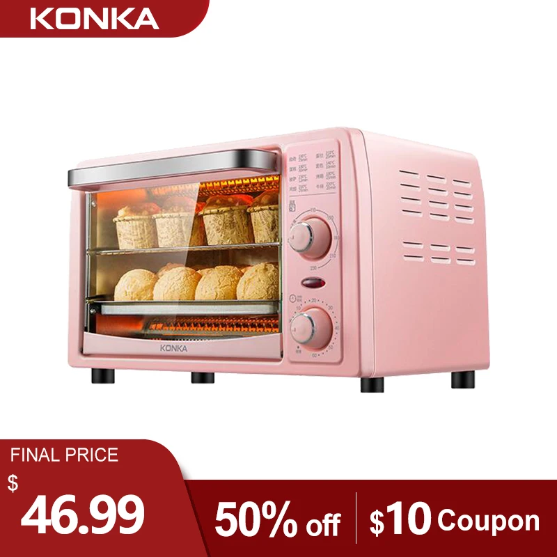 Konka 13l forno elétrico multifunções mini forno máquina de café da manhã frigideira casa pão pizza cozimento para cozinha forno