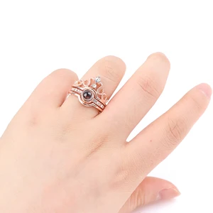 Anello da sposa femminile di lusso Set moda ti amo 100 lingue anello di proiezione amore romantico amanti della memoria anello gioielli