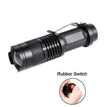 

Black Mini penlight 3500 LM LED Flashlight Torch 3 Modes zoomable Adjustable Focus Lantern Portable Light AA 14500 battery
