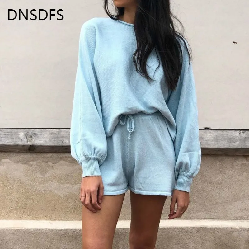 Женский Повседневный пляжный комплект из двух предметов свитер с длинными