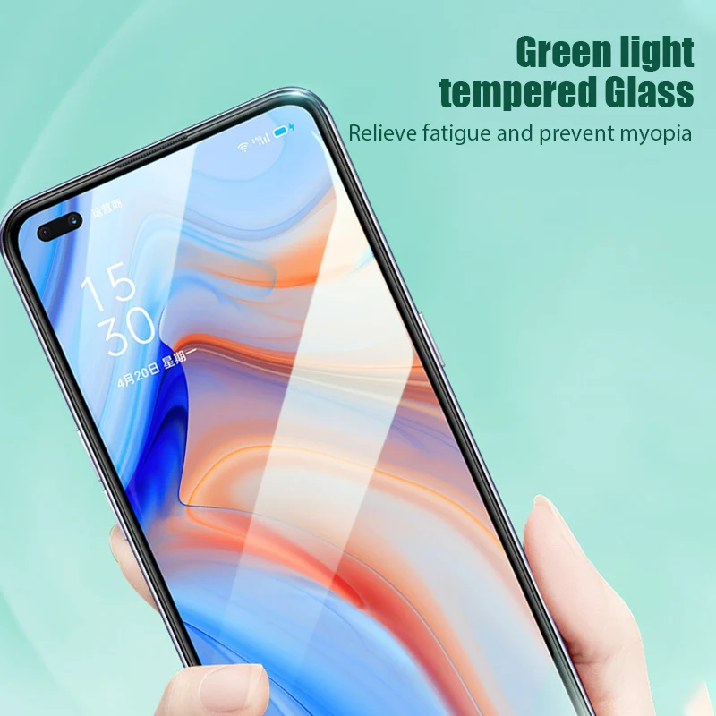 Защитное стекло для глаз с зеленсветильник том Oppo Reno 3 4 5G Ace 2 A12e протектор экрана A8