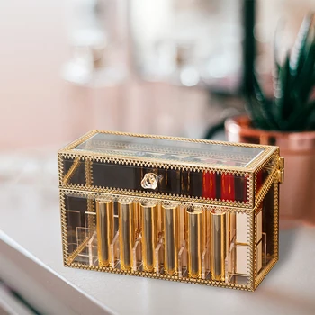 

Handmade Organizer Storage Box Desktop Glass Non-acrylic Home Lip Glaze Skin Care Dressing Table Rack