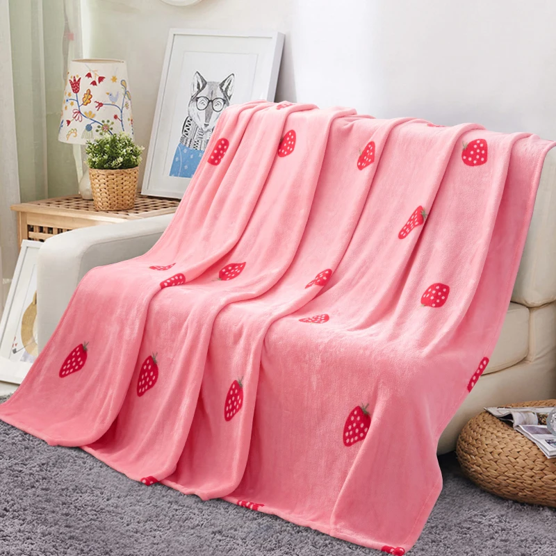 Клубничное покрывало одеяло 200x230 см высокой плотности супер мягкое фланелевое одеяло для дивана/кровати/автомобиля портативные пледы
