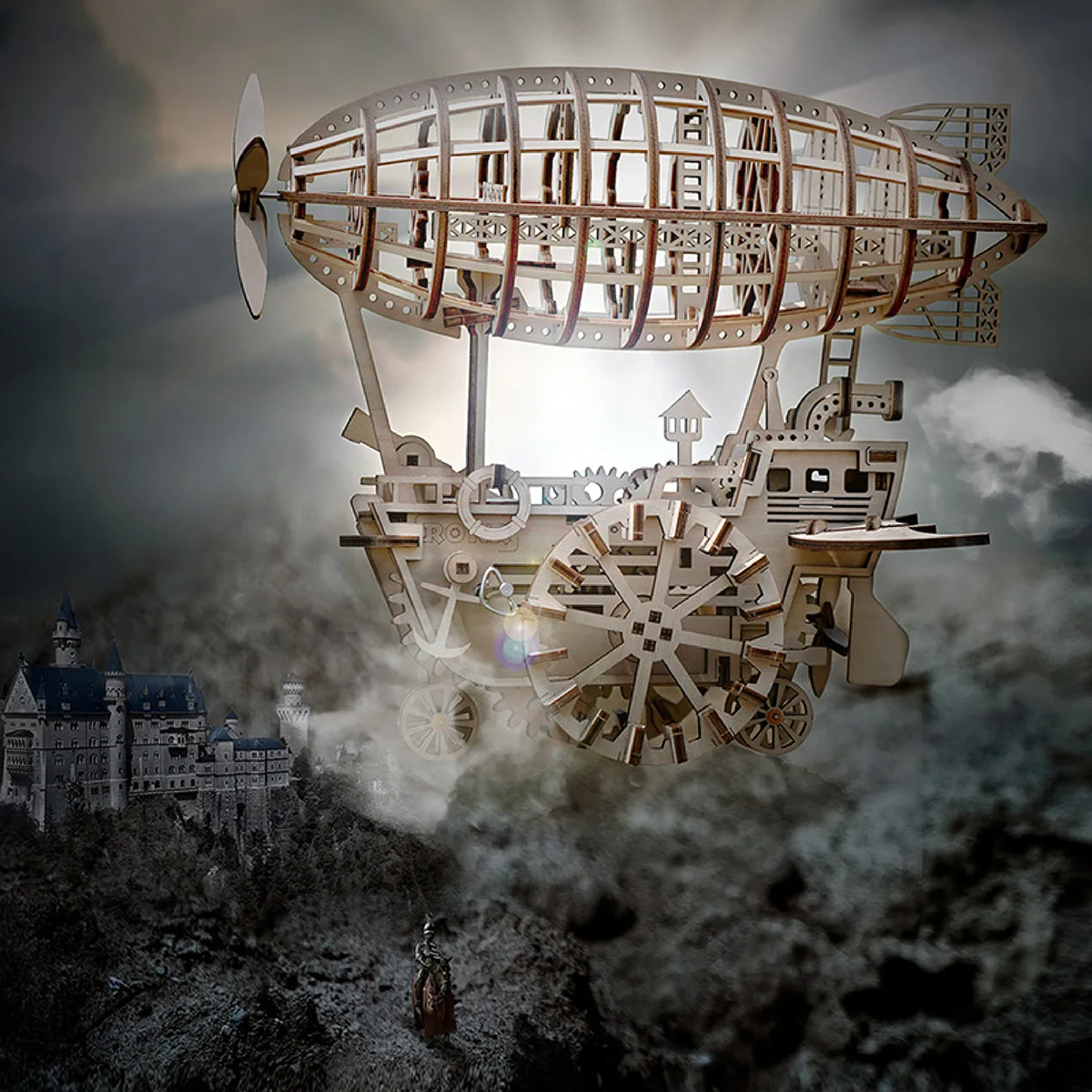 

Brand Robotime If Guest Wood Assembled 3D Jigsaw Puzzle Laser Model Creative Gift Toy Airship