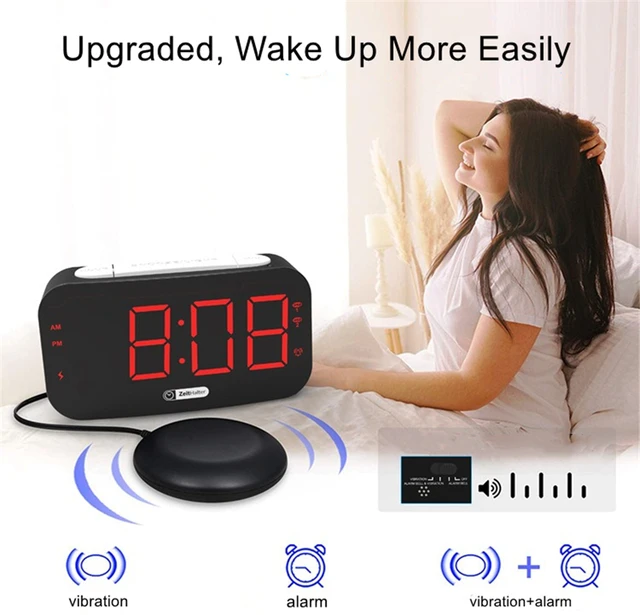 2021 Loud Alarm Clock for Heavy Sleepers, Vibrating Alarm Clock with Bed Shaker for Deaf and Hard of Hearing,Night Light,Snooze 3