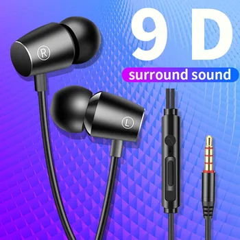 

In-ear Earphone 9D Stereo Wired Headset with Micphone 3.5mm plug earbuds for Cell Phone/desktop/tablets/MP3