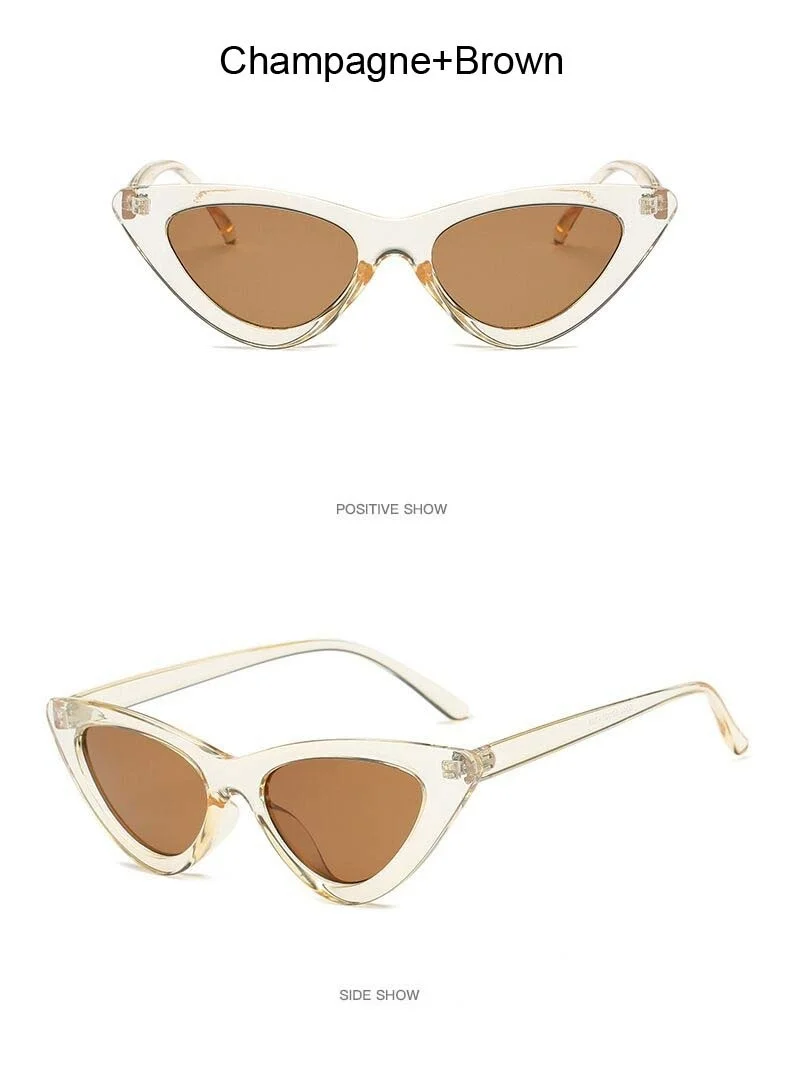 Fashion Cat Eye Sunglasses Woman Brand Designer Vintage Retro Triangular Sun Glasses Female Ocean Mirror Small Oculos De Sol square sunglasses