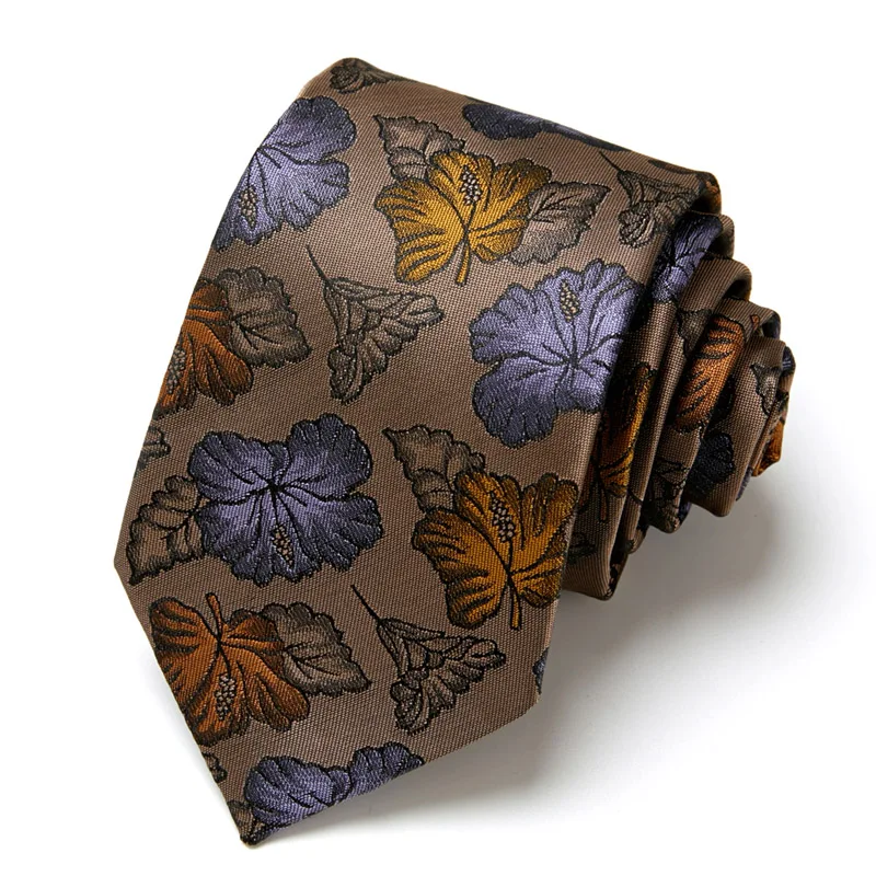Male Tie Silk Dark Blue Striped Paisley Floral Bussiness neck tie