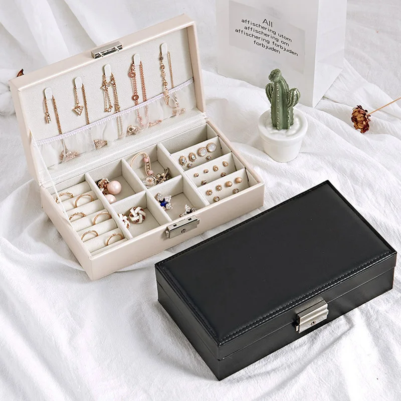 

Casegrace PU Leather Jewelry Box Case Earrings Rings Necklace Storage Box Jewelry Display Case Makeup Jewelries Organizer Box