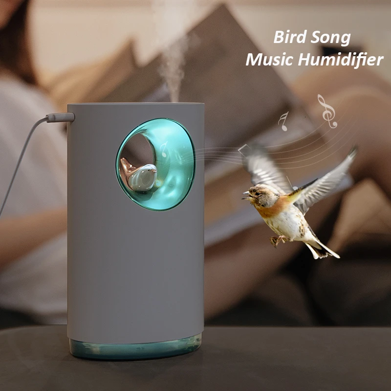 

Air Humidifier USB Ultrasonic Aroma Diffuser Umidificador Bird Song Music LED light Aromatherapy Essential oil Humidificador