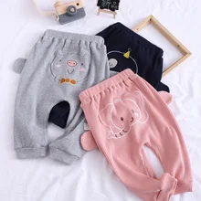 Детские штаны на весну и осень, Осенние штаны для маленьких девочек 0, 1, 2, 3 лет, Большие Штаны-шаровары с мультипликационным принтом для мальчиков, детские штаны