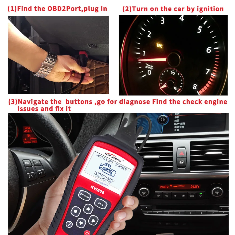 

Konnwei KW808 Car Fault Diagnosis Instrument Diagnostic Tool Detection Decoder Scanner Auto Programmer