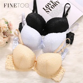 

FINETOO Lace Underwire Push Up Bra Sexy Underwear Bras For Women Bralette Lace Bra Cotton 3/4 Cup Lingerie Adjustable Intimates
