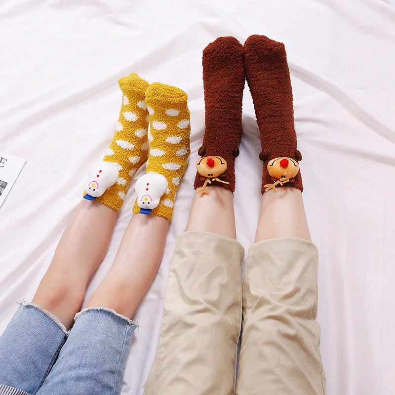 

Christmas Parent-child Socks Winter Warm Kids Sock Children Coral Fleece Socks Toddler Knee High Socks Baby Boy Girl Socks