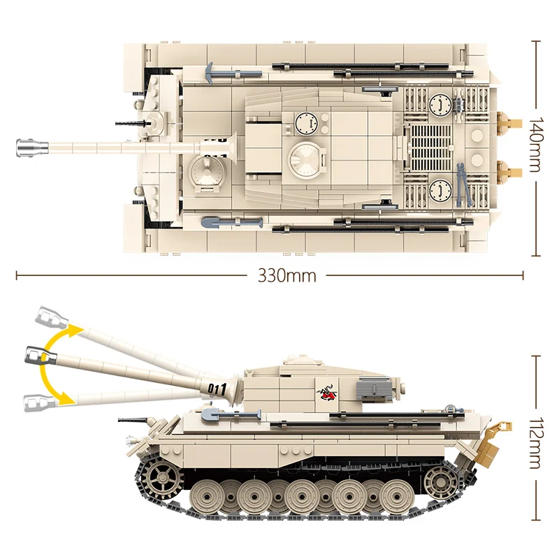 Строительные блоки 978 шт. немецкий военный Тигр король WW2 армейское оружие