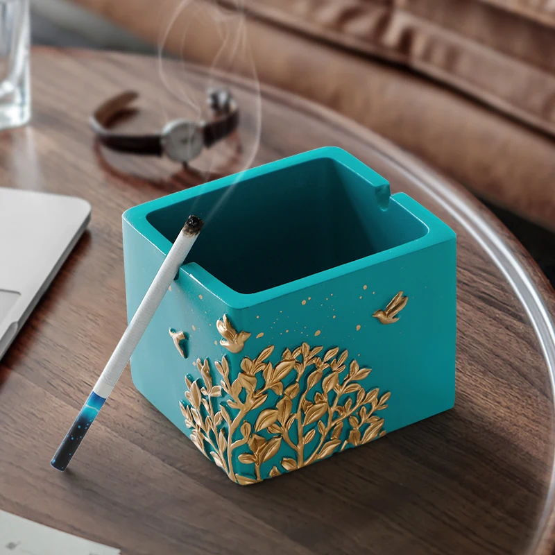 

Fashion Windproof Ashtray Moden Resin Round Square Ashtray for home office hotel outdoor Gift Smokeless Ashtray Holder