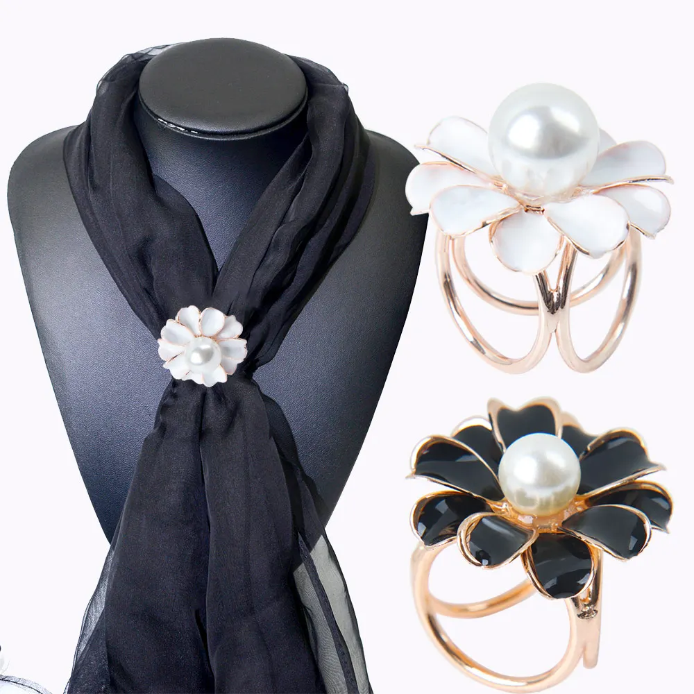 

Simulated Pearls Camellia Shape Brooch Scarf Pin Scarf Buckle Accessories Fashion Exquisite Jewelry