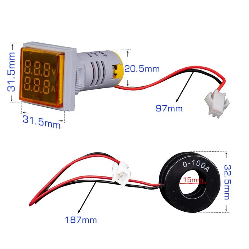 Audiophonics - Afficheur de Tension Voltmètre à LED Rouge 60-500VAC Ø22mm