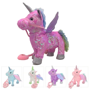 

35cm Electric Walking Unicorn Plush Toy Stuffed Animal Toy Electronic Music Unicorn Toy for Kids Christmas Gifts