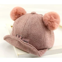 Лоскутные фетровые шляпы, два шарик-помпон, детский козырек с героями мультфильмов, детская зимняя хлопковая бейсболка для мальчиков и девочек