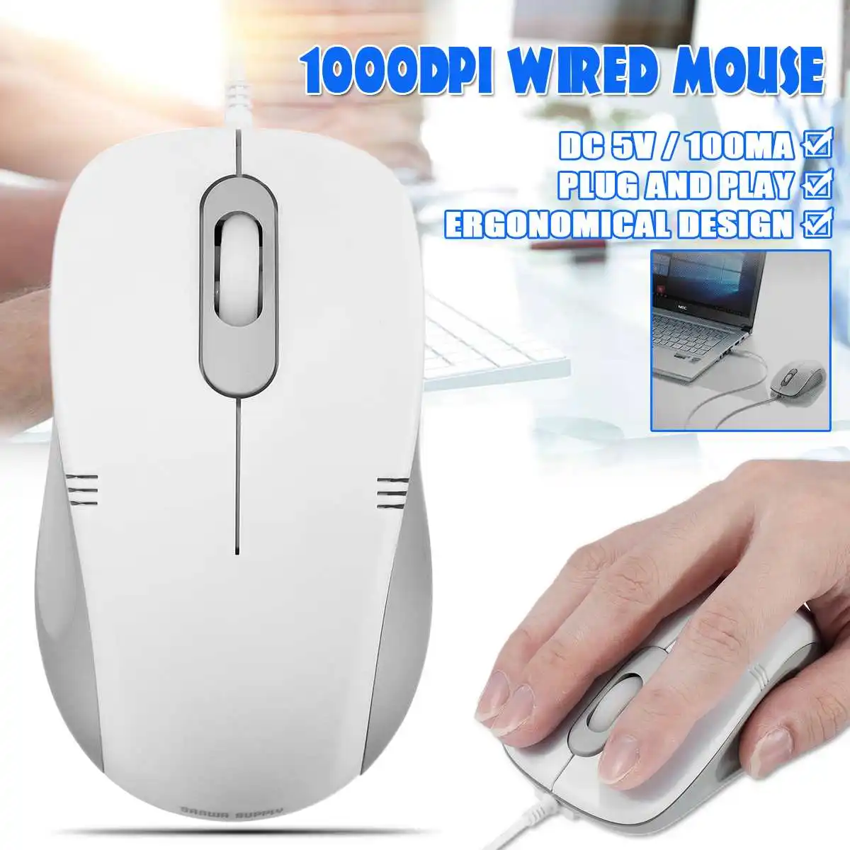 INSMA 1000 dpi оптическая проводная мышь USB 3 1 3,0 2,0 Оптическая Проводная компьютерная мышь Эргономичный дизайн Удобная для ПК ноутбука