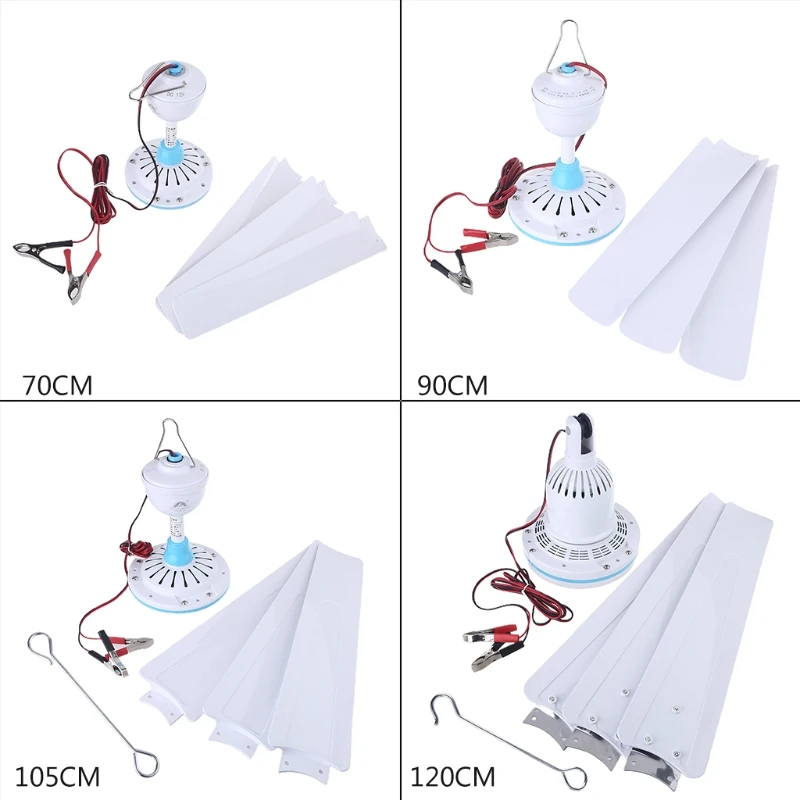 27.5&rdquo; 35.4&rdquo; 41.3&rdquo; 47.2&rdquo; Silent 12V Ceiling Fan Hanging Fan with 2.35m Cable for Camping Tent Outdoor Home No Switch
