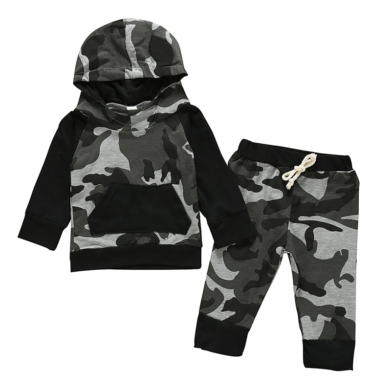 Baby Boys Clothes Set Spring Autumn Children Sports Hooded T-Shirt Pants 2pcs Kids Casual Tracksuits Camouflage Uniform