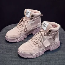 Женские ботинки, увеличивающие рост; сезон осень; женская обувь на платформе с высоким берцем; мягкие дышащие ботильоны на шнуровке; Размеры 35-40