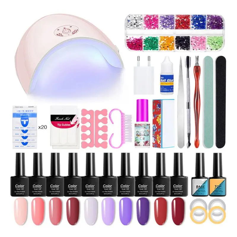 Conduziu a Lâmpada do Unha Construtor com 36w Pces Unha Extensão Kit uv Manicure 52 Gel 5 com 36w uv conduziu a lâmpada do prego manicure kit