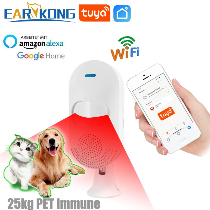 Tuyasmart WiFi Motion Alarm System Infrared Sensor 25kg Pet Immune