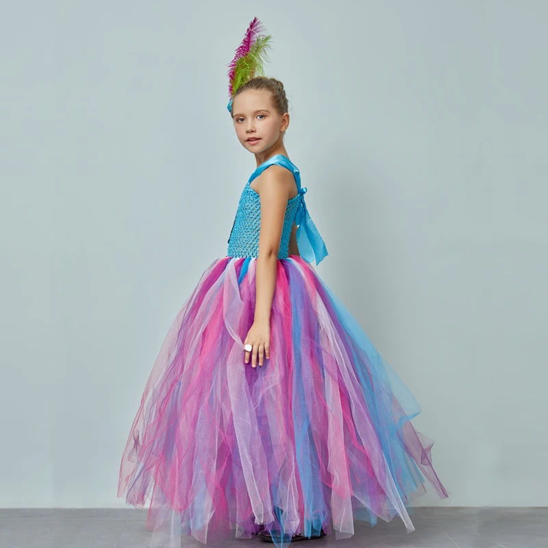 Owl Feather Tutu Dress Birthday Party Kids Halloween Costume Girls Animal Tulle Dress with Headwear Princess Pageant Ball Gown (12)