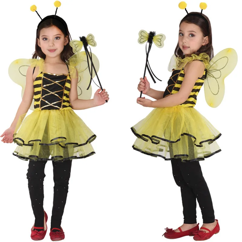 Umorden Ladybug Butterfly Fairy Costumes Girls Kids Forest Woodland Green Elf Costume Cosplay Fantasia Dress for Girl
